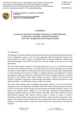 Statement by the Delegation of Armenia in response to the report by the High Commissioner on National Minorities, Ambassador Christophe Kamp