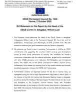 Statement by the Danish EU Presidency in response to the report by the Head of the OSCE Centre in Ashgabat, Ambassador William R. Leaf