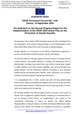 Statement by the Danish EU Presidency on the annual progress report on the 2004 OSCE Action Plan for the Promotion of Gender Equality