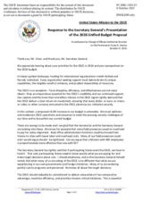 Statement by the Delegation of the United States of America in response to the 2026 Unified Budget Proposal by the OSCE Secretary General, Ambassador Feridun H. Sinirlioğlu