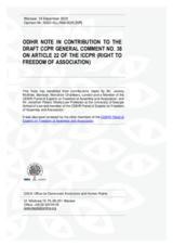 ODIHR Note in Contribution to the Draft CCPR General Comment No. 38 on Article 22 of the ICCPR (Right to Freedom of Association)