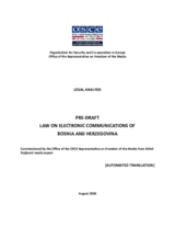 Analysis of the Pre-Draft Law on Electronic Communications of Bosnia and Herzegovina Analysis of the Pre-Draft Law on Electronic Communications of Bosnia and Herzegovina