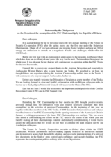 Statement by the Chairperson on the Occasion of the Assumption of the FSC Chairmanship by the Republic of Belarus