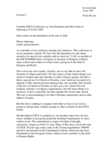 Intervention by Urban Gibson, OSCE/ODIHR Panel of Expert