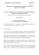 Statement by Fatih Dursun, Association of Islamic Organizations of Zurich, VIOZ