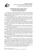 Address by Alexander Verkhovsky, SOVA Center for Information and Analysis, Moscow, to the Advisory Panel of Experts, "Discrimination against religious groups in the context of security concerns"