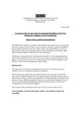 Coverage of the events and governmental handling of the press during the Andijan crisis in Uzbekistan
