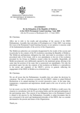 Statement by the Delegation of the Republic of Moldova on the Parliamentary Assembly session in Washington D.C., 1-5 July 2005
