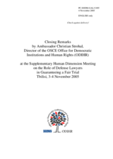 Closing Remarks by Ambassador Christian Strohal, Director of the OSCE Office for Democratic Institutions and Human Rights (ODIHR)