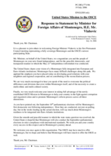 Statement by the Delegation of the United States of America in response to statement by Mr. Vlahovic, Minister for Foreign Affairs of Montenegro
