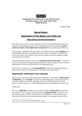 Special Report: Registration of Print Media in the OSCE area - Observations and recommendations