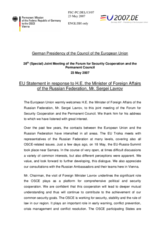 Statement by the German Presidency of the European Union in response to H.E. the Minister of Foreign Affairs of the Russian Federation, Mr. Segei Lavrov