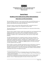 Special Report on Handling of the Media during Political Demonstrations: Observations and Recommendations