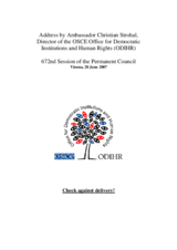 Address by Ambassador Christian Strohal, Director of the OSCE Office for Democratic Institutions and Human Rights (ODIHR)