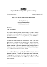 Opening Remarks by OSCE Secretary General, Marc Perrin de Brichambaut