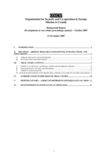 Background report: Developments in war crimes proceedings, January-October 2007