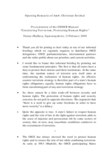 Opening Remarks of Amb. Christian Strohal at the presentation of the ODIHR Manual "Countering Terrorism, Protecting Human Rights"