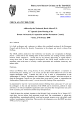 Address by the Irish Prime Minister, Bertie Ahern, to the 31st Joint Meeting of the Forum for Security Co-operation and the Permanent Council