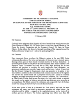 Statement by the Delegation of Serbia in Response to the Address by Bertie Ahern, the Prime Minister of the Republic of Ireland