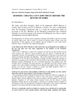 Interview with the Head of the OSCE Mission to Croatia, Jutarnji list