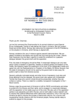 Statement by the Delegation of Norway on the situation in Armenia following the presidential elections