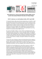 Joint Statement by Amnesty International, Human Rights Watch, and the International Helsinki Federation for Human Rights