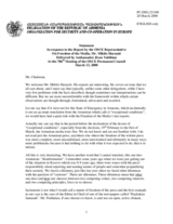 Statement by the Delegation of Armenia in response to the report by the Representative on Freedom of the Media, Mr. Miklos Haraszti