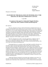 Statement by the Delegation of Switzerland in response to the Head of the OSCE Mission to Bosnia and Herzegovina, Ambassador Douglas Davidson