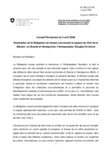 Statement by the Delegation of Switzerland in response to the Head of the OSCE Mission to Bosnia and Herzegovina, Ambassador Douglas Davidson (fr)