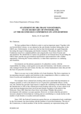 Statement by Switzerland State Secretary Franz von Däniken