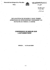 Declaration de Monsieur Omar Zniber, Ambassadeur Representant Permanent du Royaume du Maroc a Vienne