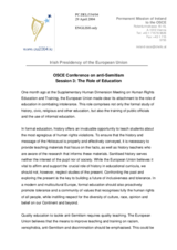 Statement by the Irish Presidency of the European Union on the Role of Education, Session 3