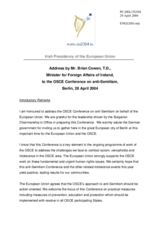 Address by Mr. Brian Cowen, Minister for Foreign Affairs of Ireland