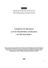 Comments on the draft law of the Republic of Belarus on the Mass Media