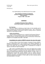 Address on behalf of Romanian Chair-in-Office of South East European Co-operation Process