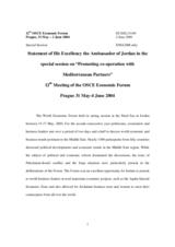 Statement of His Excellency the Ambassador of Jordan in the special session on "Promoting co-operation with Mediterranean Partners"