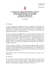 Statement by the Delegation of Serbia on the arrest of Radovan Karadzic