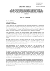 OPENING SPEECH, SOLOMON PASSY, OSCE CHAIRMAN-IN-OFFICE AND MINISTER OF FOREIGN AFFAIRS, BULGARIA