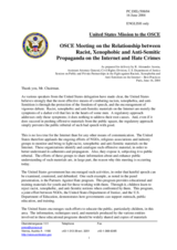 Session on Public and Private Partnerships in the Fight against Racism, Xenophobia and Anti-Semitism on the Internet - Best Practices by R. Alexander Acosta, US