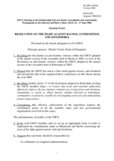 Opening Session: Resolution on the fight against racism, anti-semitism and xenophobia by Michel Voisin, Delegation of France