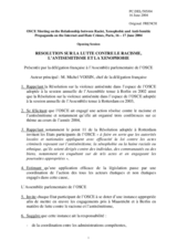 Opening Session: Resolution on the fight against racism, anti-semitism and xenophobia by Michel Voisin, Delegation of France (fr)