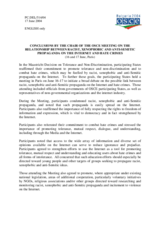 Conclusions by the Chair of the OSCE meeting on the relationship between racist, xenophobic and anti-semitic propaganda on the internet and hate crimes