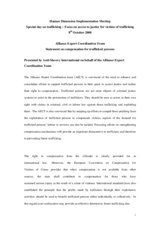Alliance Statement on Compensation for Trafficked Persons Presented by Anti-Slavery International on Behalf of the Alliance Expert Coordination Team