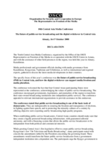 Almaty Declaration on the future of public-service broadcasting and the digital switchover in Central Asia