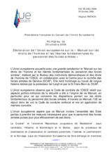 Statement by the French Presidency of the Council of the European Union on the Handbook on Human Rights and Fundamental Freedoms of Armed Forces Personnel (fr)