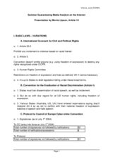 Presentation by Morris Lipson at the seminar Guaranteeing Media Freedom on the Internet