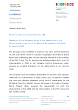 Statement by the Czech Presidency of the Council of the European Union on the Assumption of the Chairmanship of the Forum for Security Co-operation by France