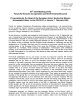 Presentation by the Head of the EU Monitoring Mission in Georgia, Ambassador Hansjörg Haber