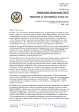 Statement by the Delegation of the United States on International Roma Day