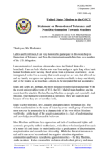 Contribution from the US, on promoting tolerance towards muslims